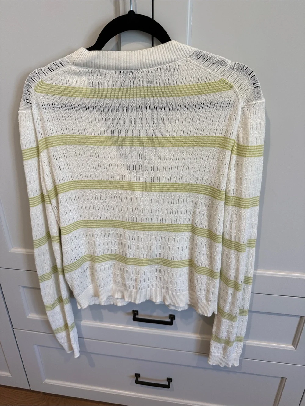 PS Paul Smith Cream Cardigan with Pale Green Stripes
